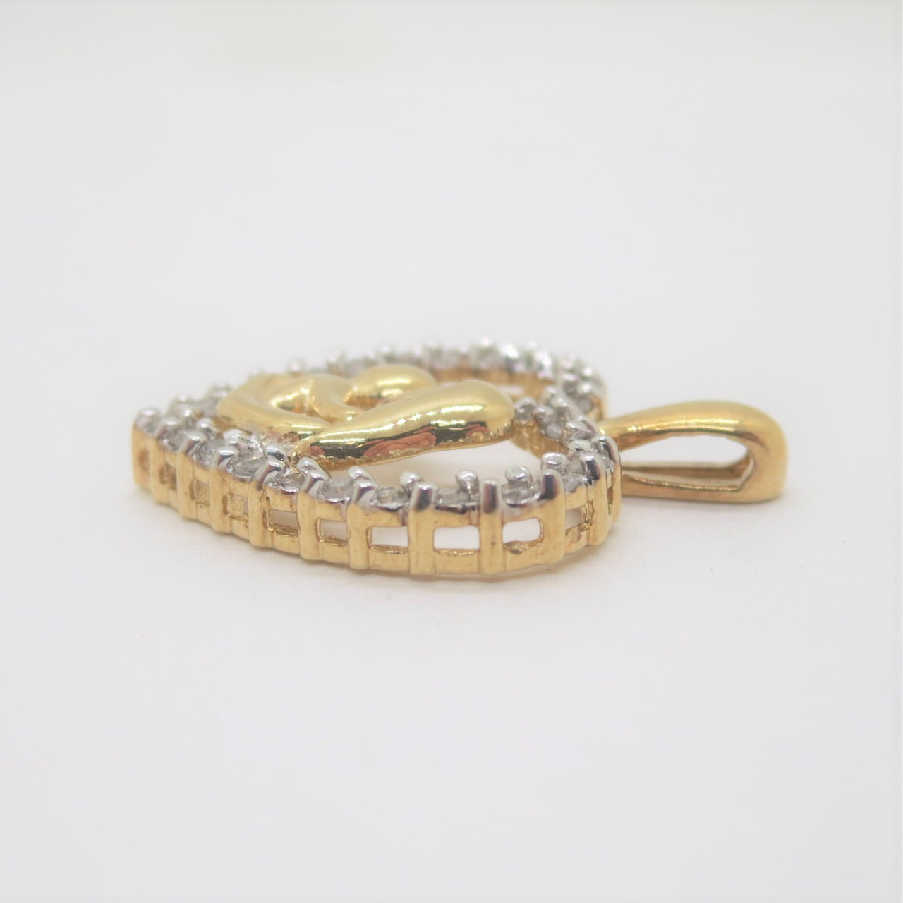 10k Yellow Gold ZRW Signed Mother and Child Heart Pendant