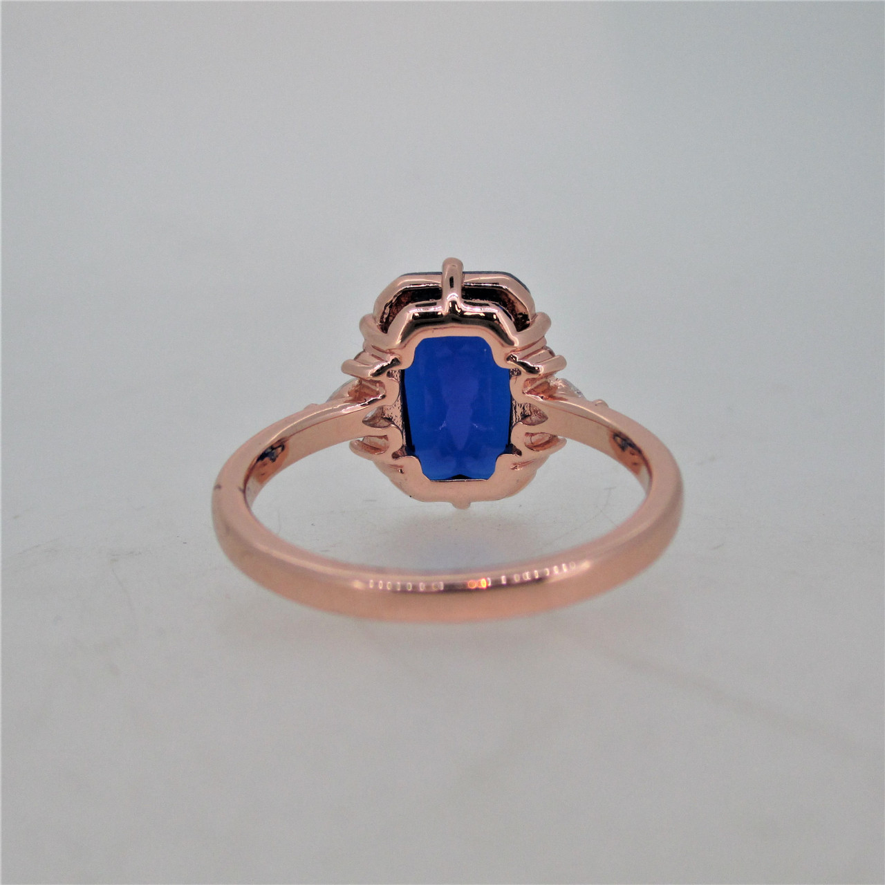 Ring Bomb Party 3848 Lab Created Ice Blue Sapphire Rose Gold size 6