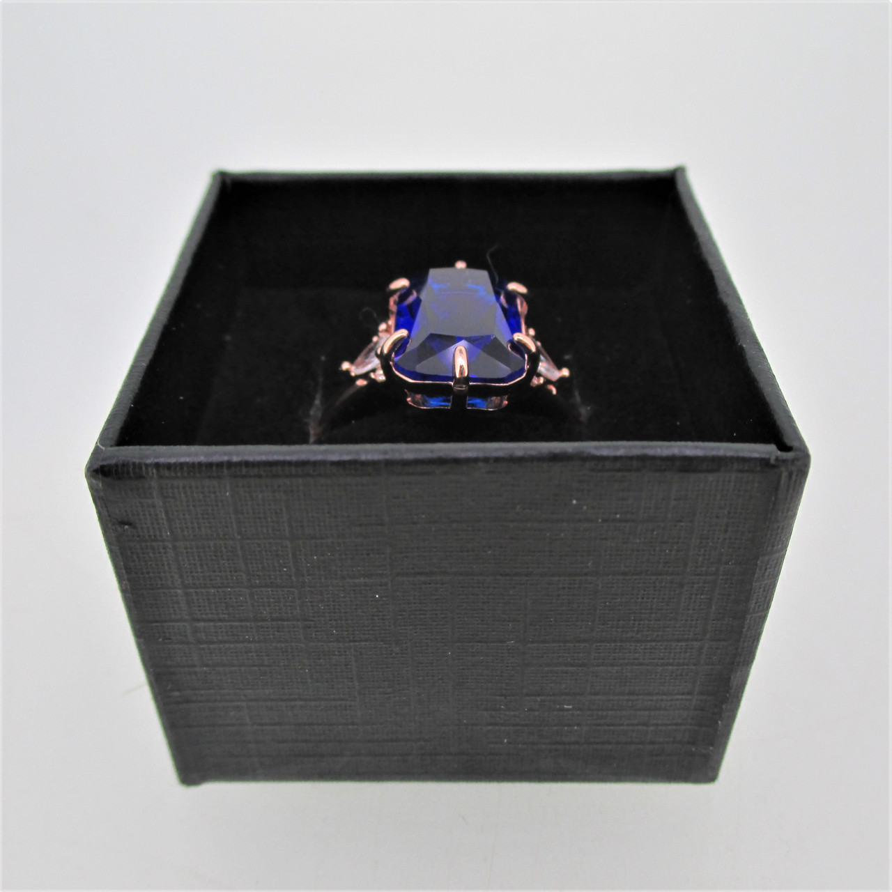 Ring Bomb Party 3848 Lab Created Ice Blue Sapphire Rose Gold size 6