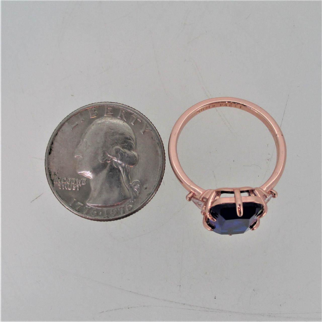 Ring Bomb Party 3848 Lab Created Ice Blue Sapphire Rose Gold size 6