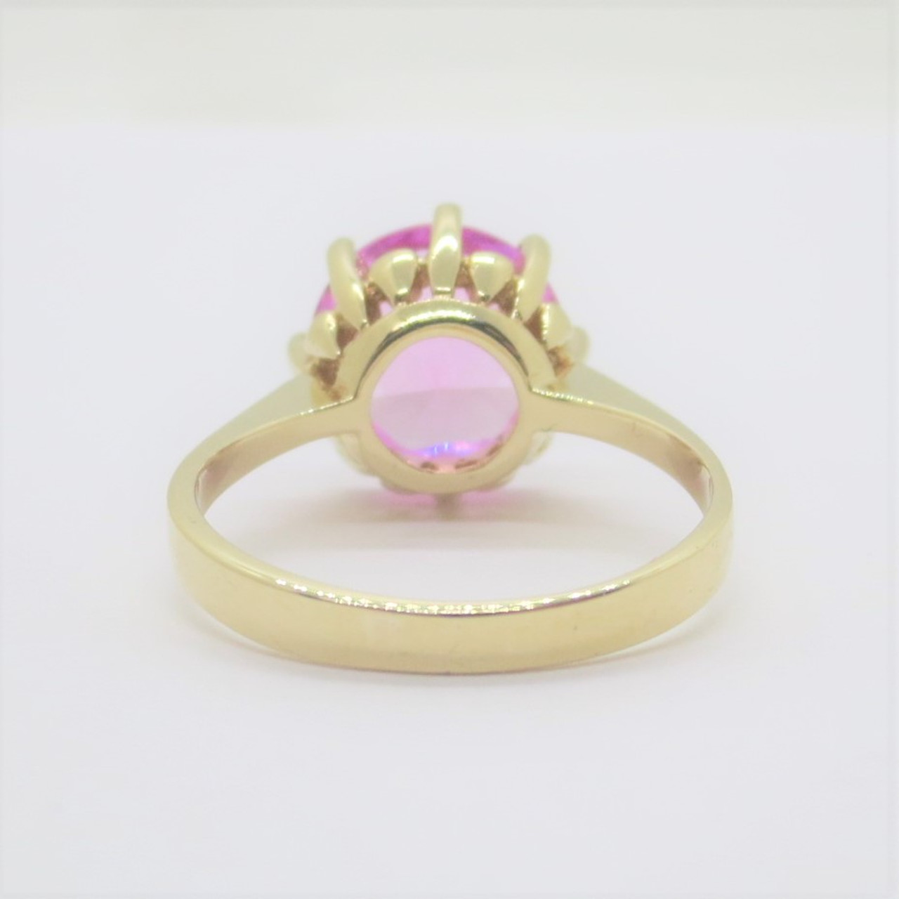 14k Yellow Gold Custom Pink Sapphire And Diamond Ring #102007