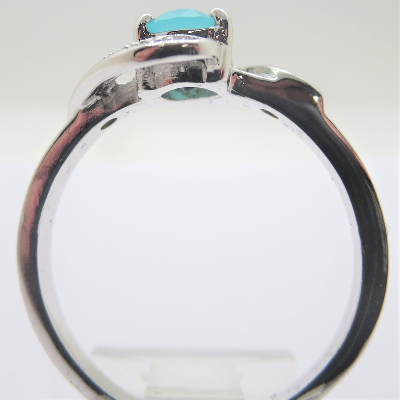 Ring Bomb Party Original Ring Created Aquamarine Halo Size 9 Rhodium plated