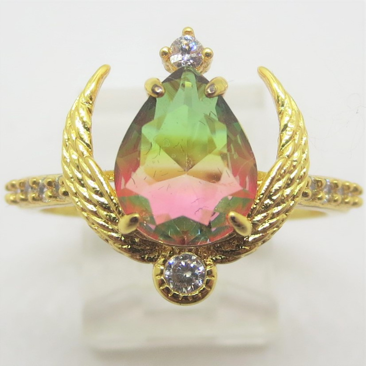 Bomb Party Pharaoh Lab Created Watermelon Gold Dipped Ring