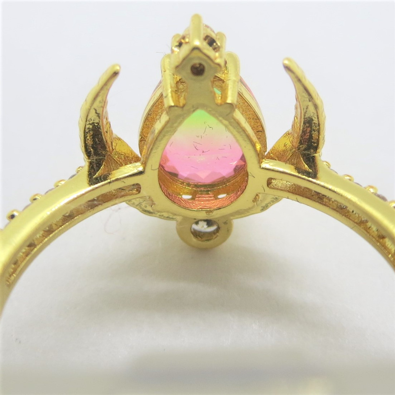 Bomb Party Pharaoh Lab Created Watermelon Gold Dipped Ring