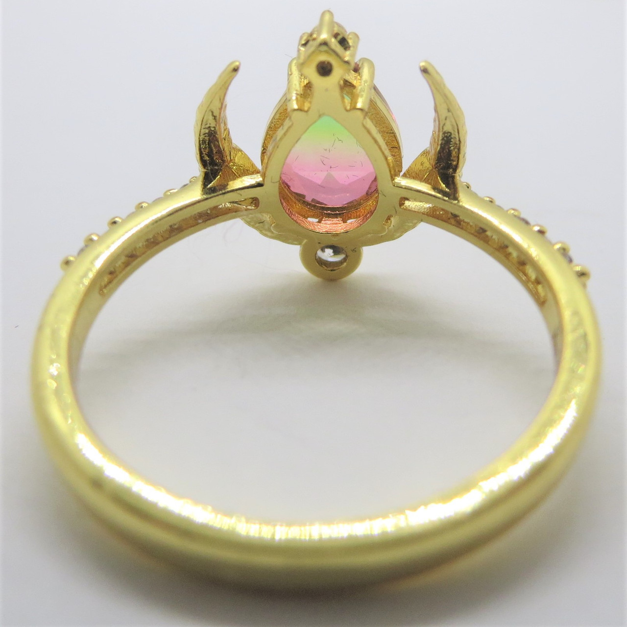 Bomb Party Watermelon Ombre Gold Dipped Ring Size 10.25