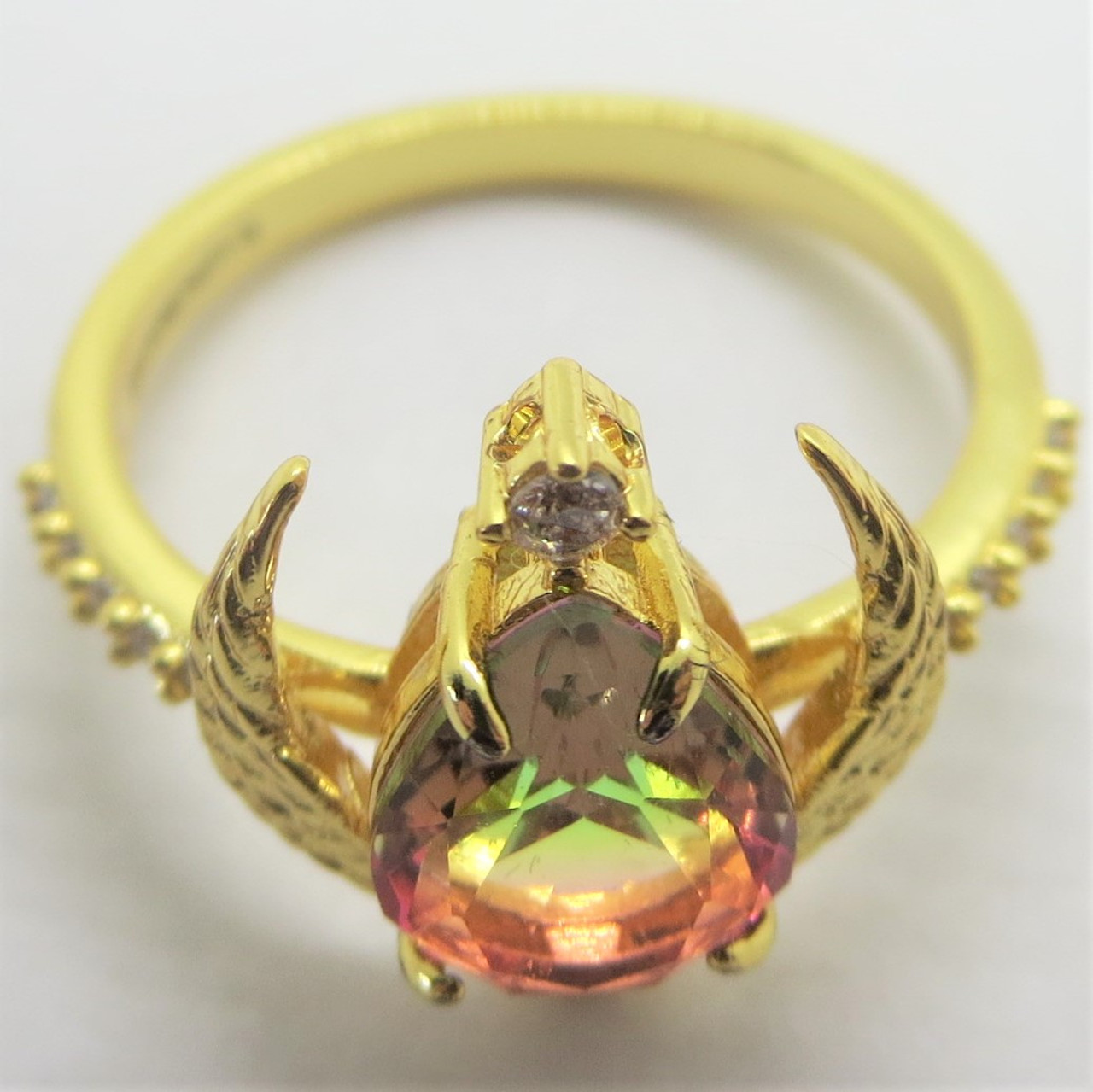 Bomb Party Pharaoh Lab Created Watermelon Gold Dipped Ring