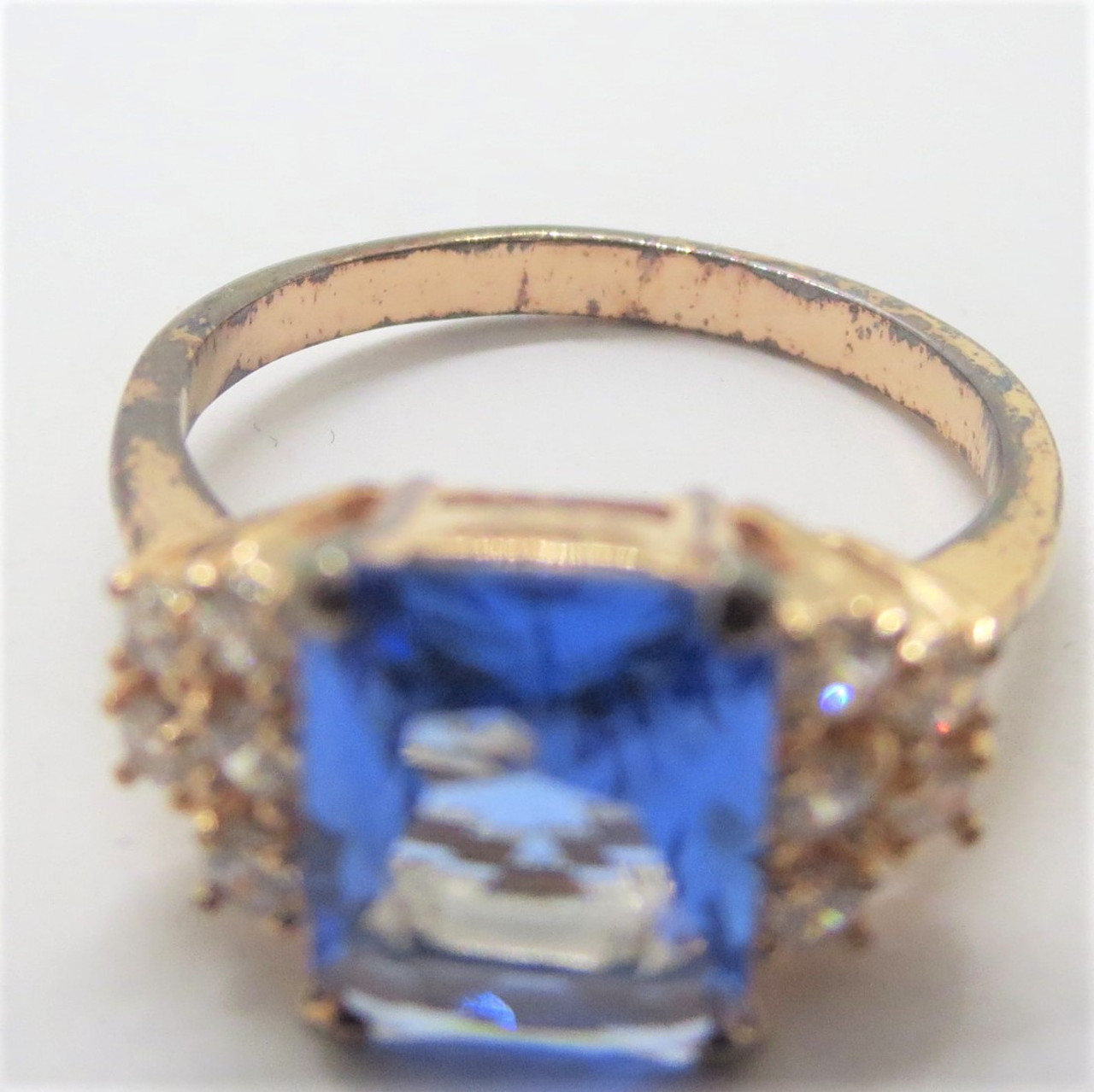 Ring Bomb Party 3848 Lab Created Ice Blue Sapphire Rose Gold size 6