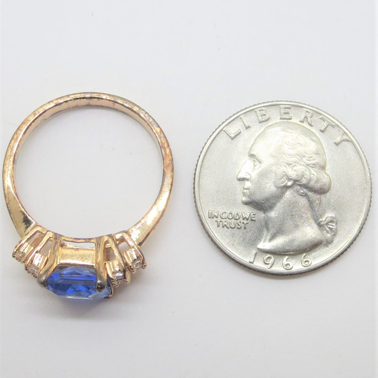 Bomb Party Ring- 01- 2739- Lab Created Light Sapphire- Size 7- Rhodium  Plated