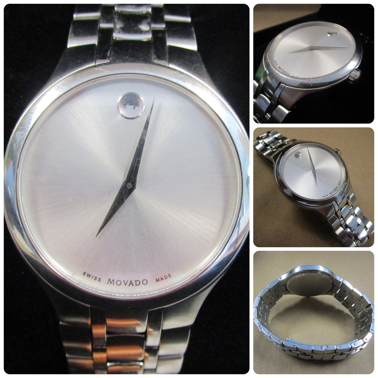 Movado 39mm Museum Silver Tone Stainless Steel Watch 1.1.14.1085