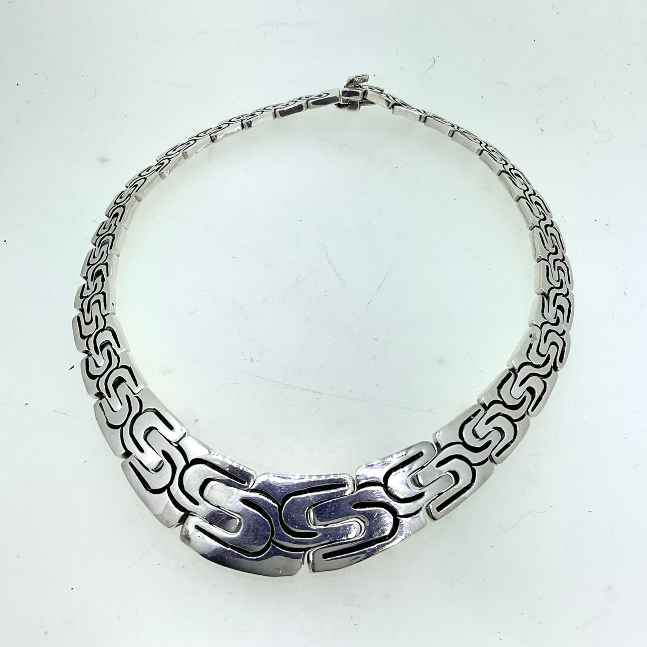 Rodolfo Espinoza REH Taxco Mexico Sterling Silver Choker Necklace 17