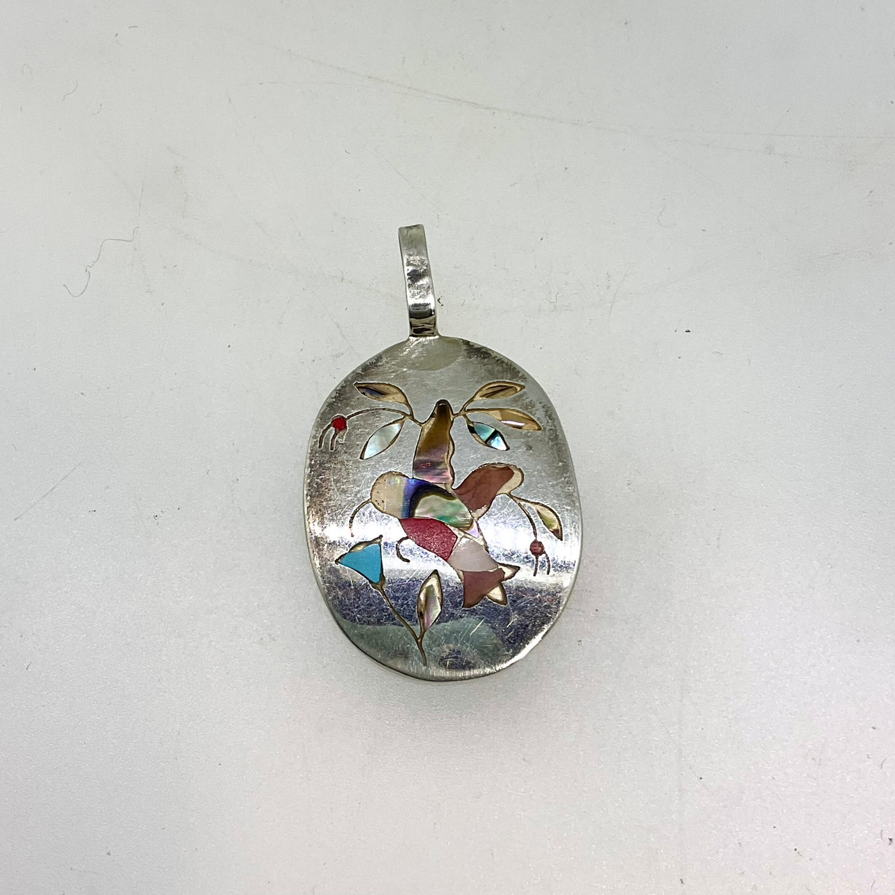 Vintage Sterling Silver Zuni Hummingbird Pendant