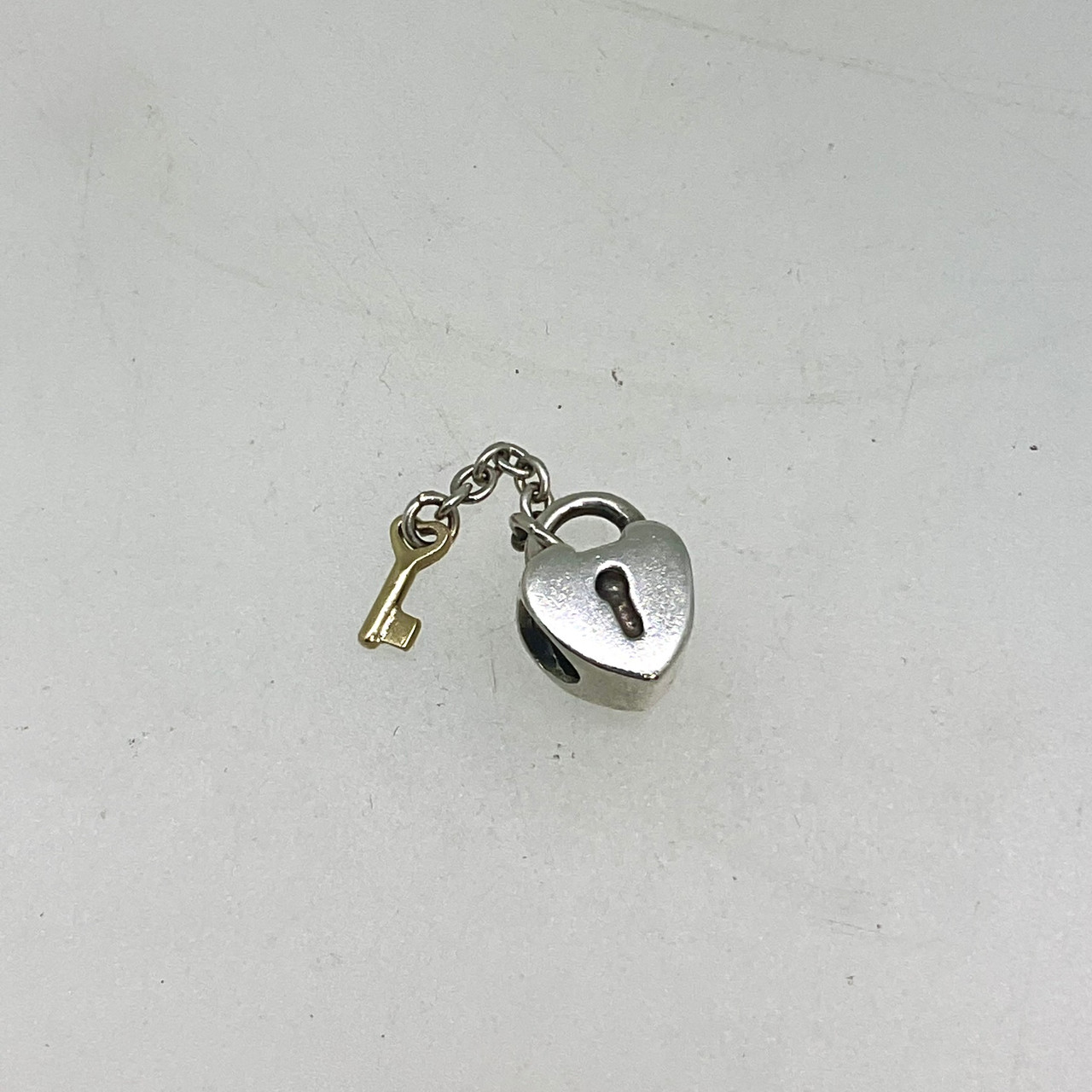 Pandora Silver and 14KT Gold 'Key Heart' Charm