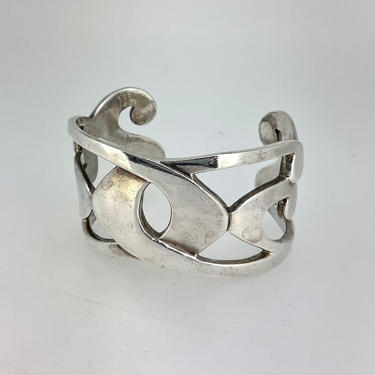 Sterling Silver Modernist Style Cuff Bracelet