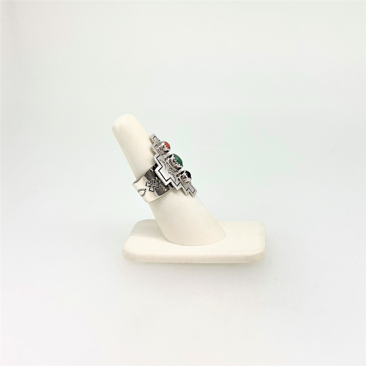 Navajo Signed N. Juan Sterling Silver Turquoise, Coral