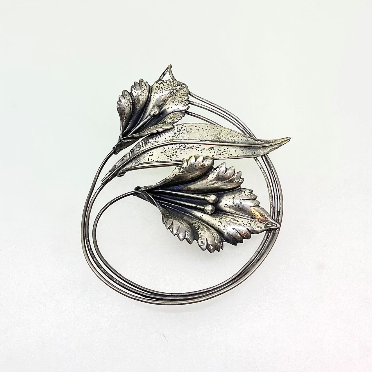 Vintage Sterling Silver Art Nouveau Calla Lily Brooch Pin