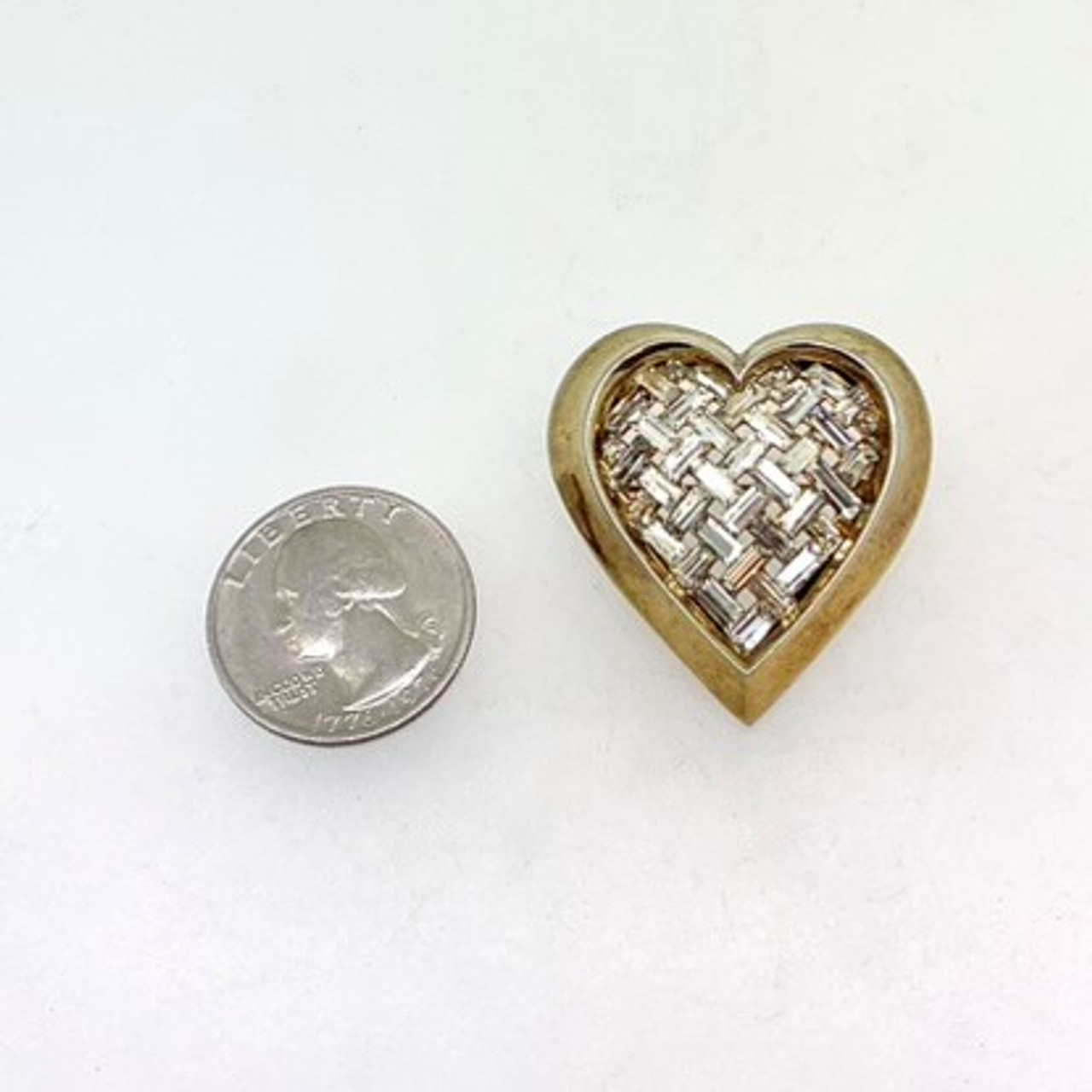 Vintage Lot of Three Rhinestone Heart Stick Pins Brooch Pin 