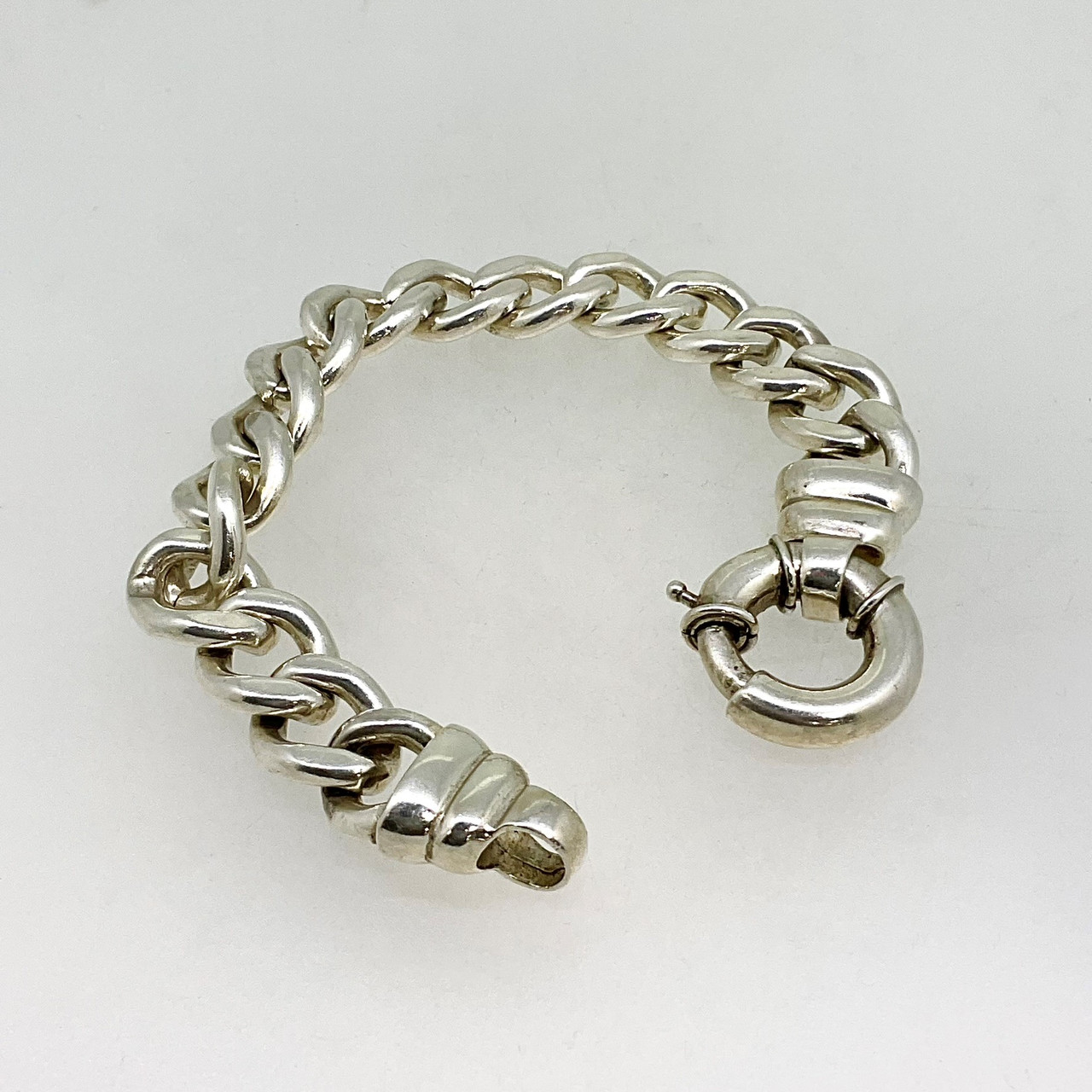 35mm Very Heavy Silver Curb Bracelet | Mens bracelet silver, Chunky silver  bracelet, Mens gold bracelets
