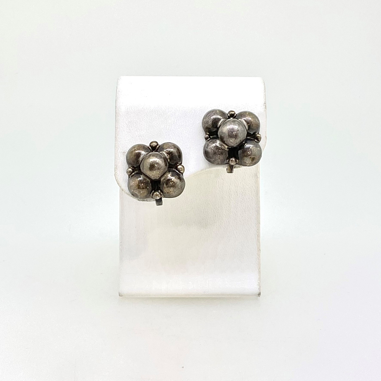 Vintage HSB Harry S Bick Sterling Silver Screw-back Earrings Flower Si –  Shop Thrift World