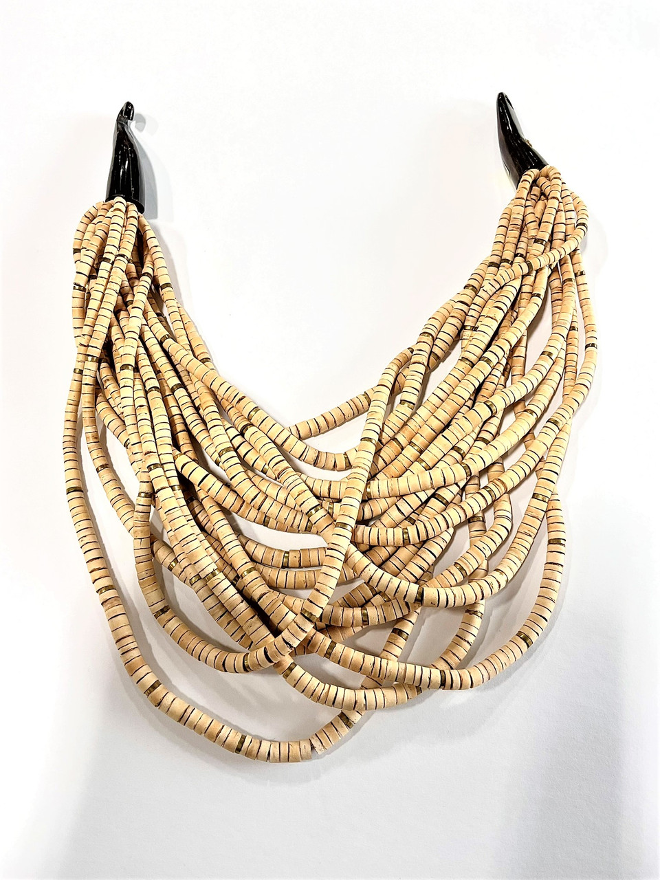 Gerda Lynggaard Monies Multi-Strand Coconut Shell Beaded Torsade Necklace