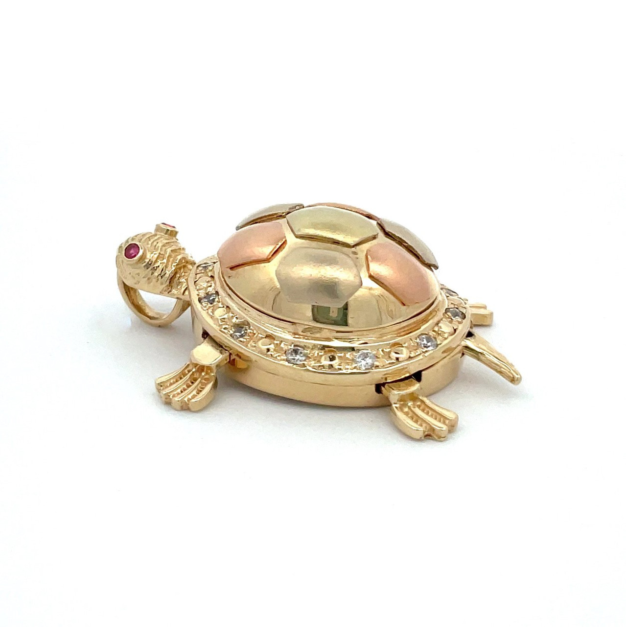 TeresaCollections - Zircon Crystal Luxury Vintage Turtle Animal Pendant Brooch  Pin Brown Tortoise