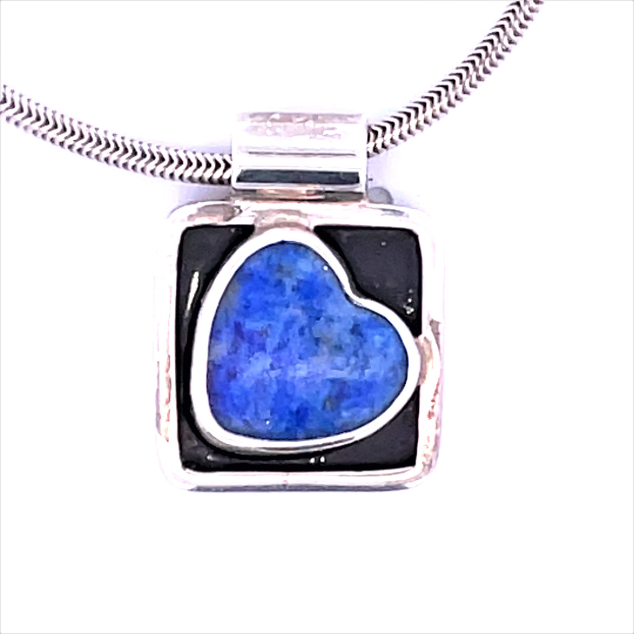 Monika Sterling Silver and Lapis Lazuli Heart Pendant Necklace