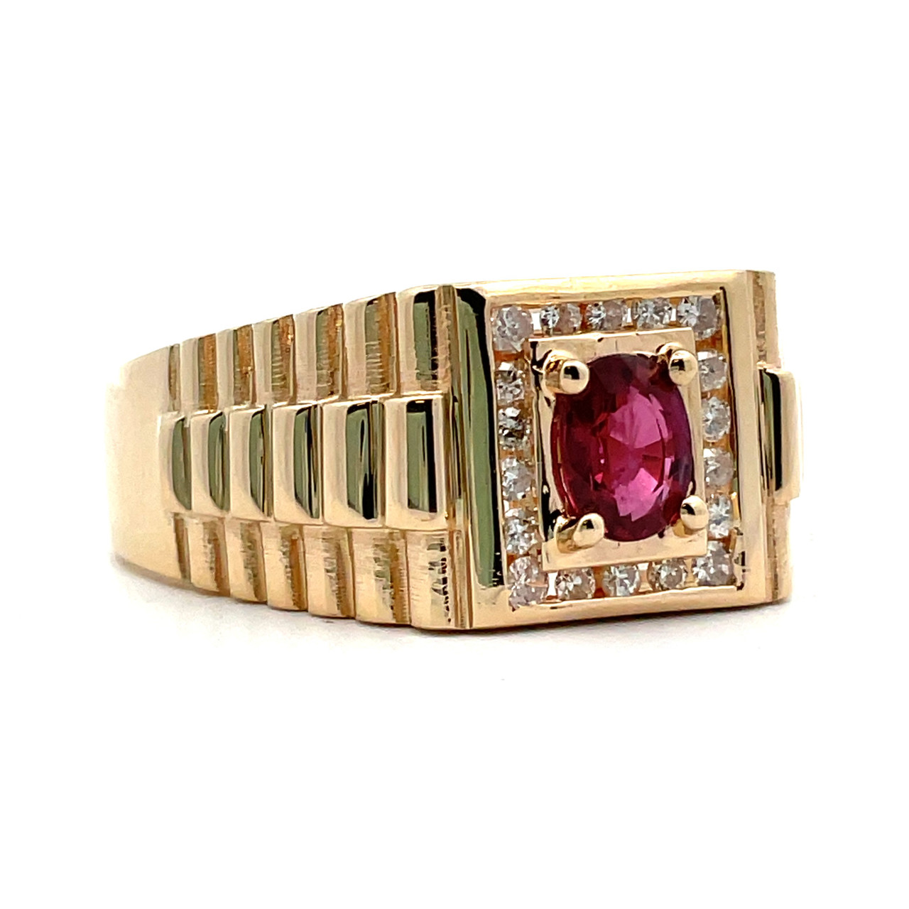 ⭐︎Ruby Dai！様⭐︎専用 1.26 Ruby & Diamond Buckle Ring in 18k Yellow Gold