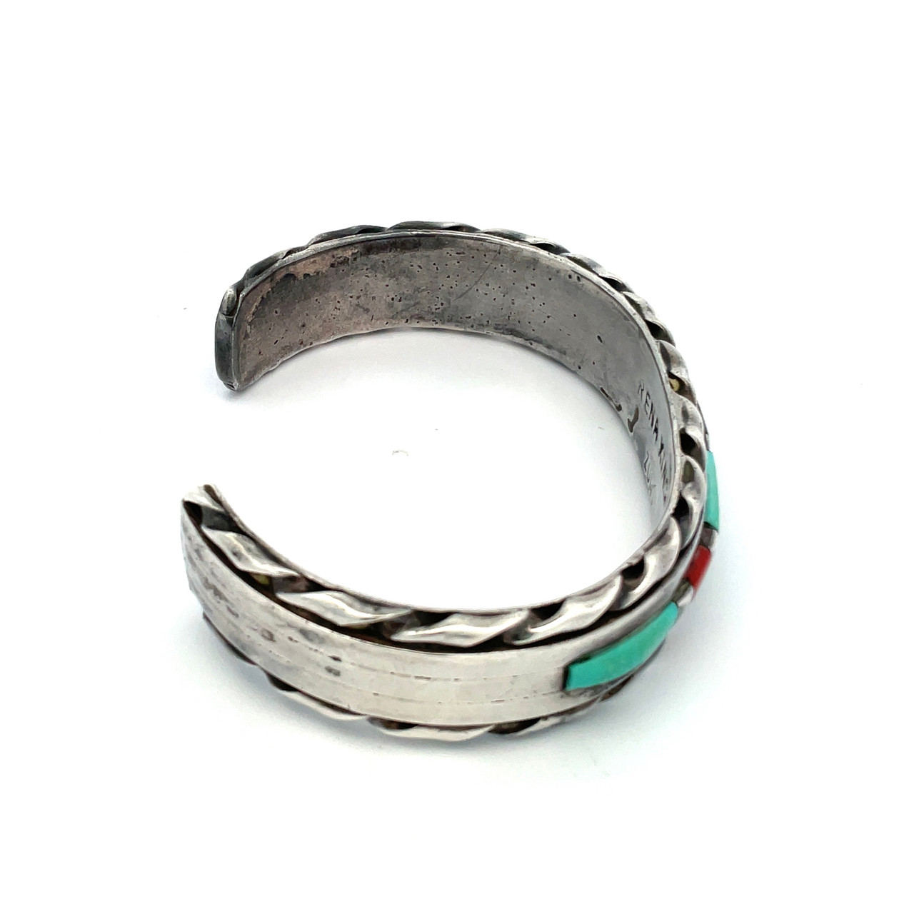 ヴィンテージ！Silver Zuni Style Bangle ブレスレット Zuni Indian Sterling Silver Turquoise Inlay Sunface Bracelet