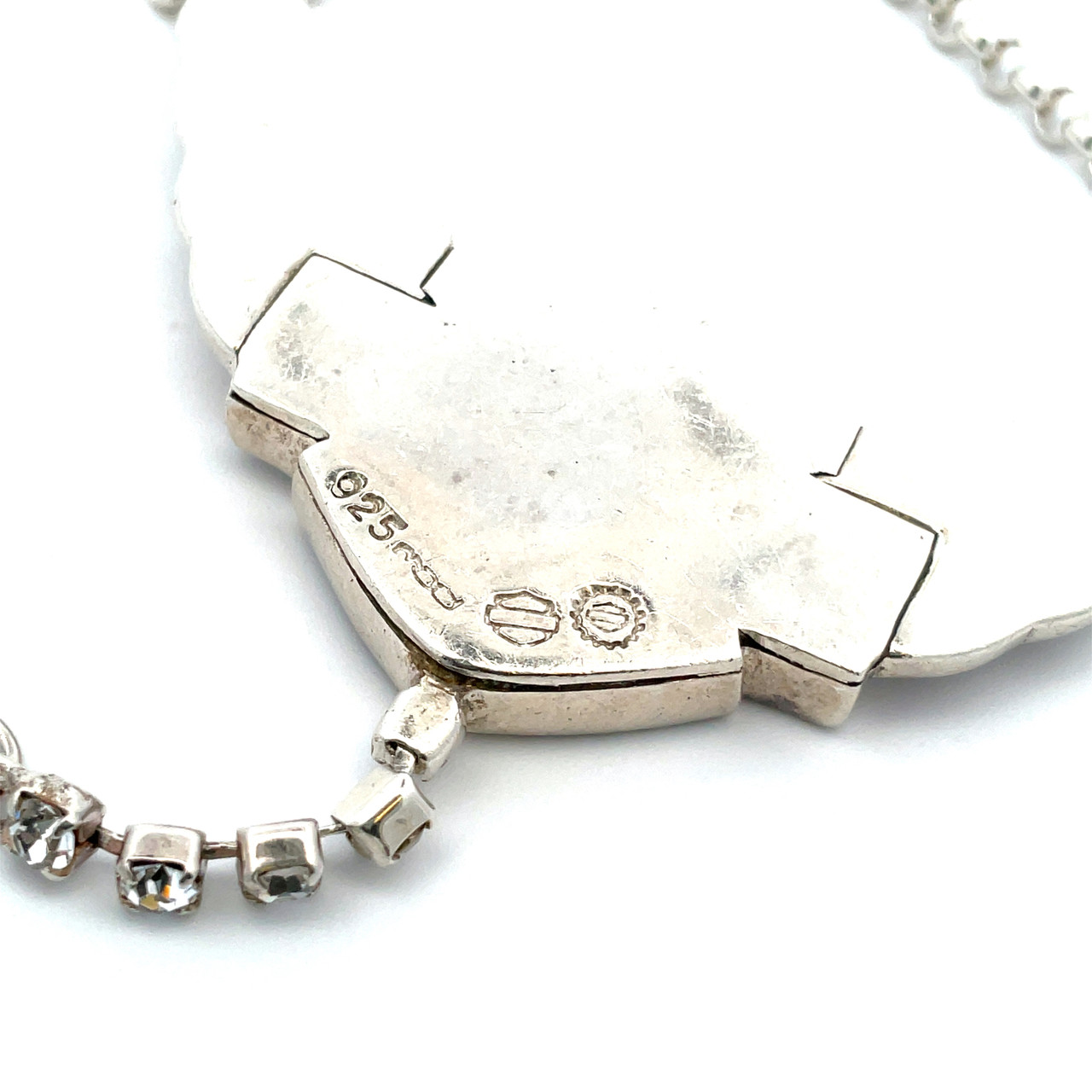 Sterling Silver Harley Davidson Wings CZ Mother Of Pearl 19