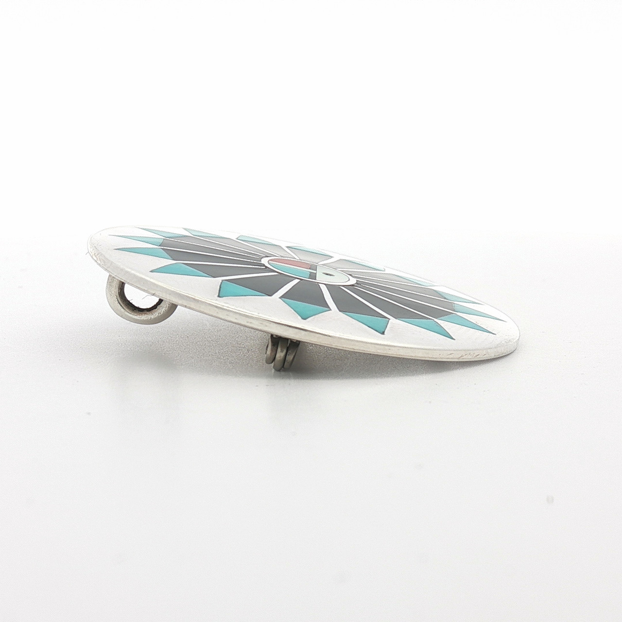Vintage Zuni Native Sterling Silver Multi Stone Inlay Sunface Vintage Zuni Native Sterling Silver Multi Stone Inlay Sunface