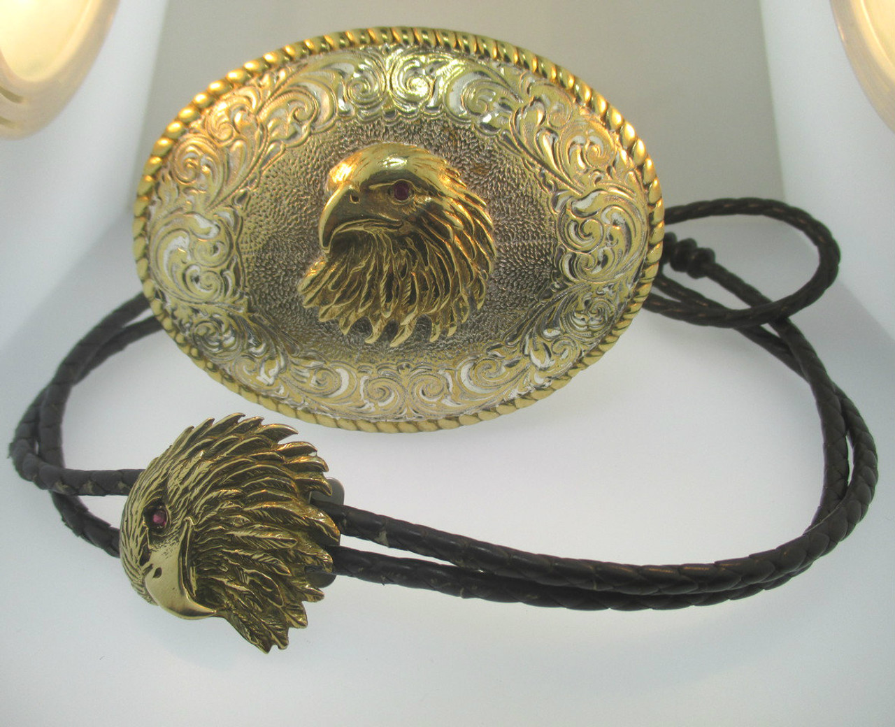 Vintage Bald Eagle Brass Belt Buckle