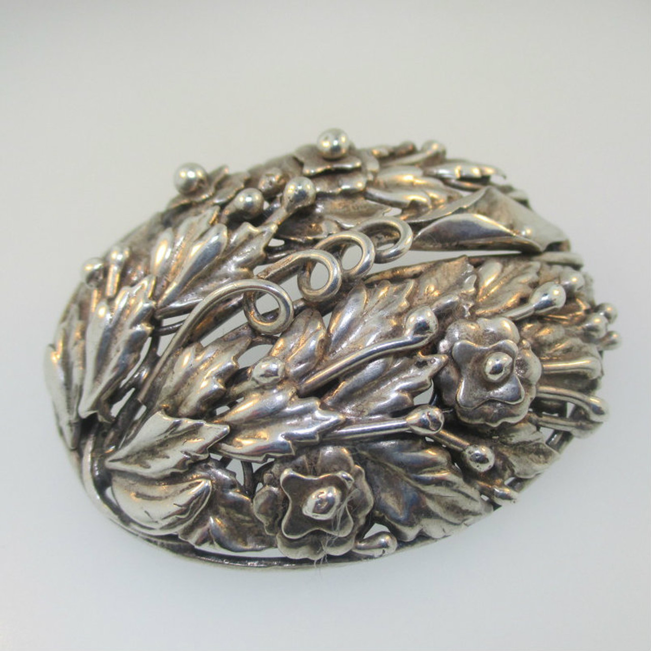 JEWEL ART 925 Sterling Silver - Vintage Sculpted Floral Vine Brooch Pin -  BP2359 on eBid United States