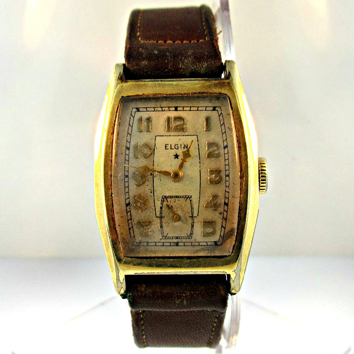 Vintage Elgin National Watch Co. 17 Jewels Gold Filled with Leather