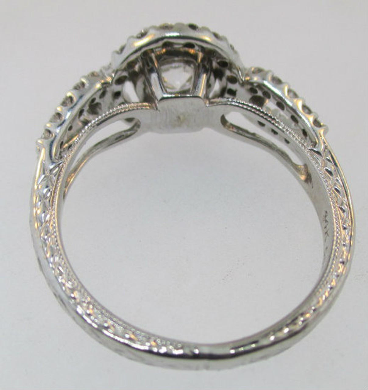 14k White Gold 0.73ct Round Halo Diamond Ring Size 5 1/2* - American ...