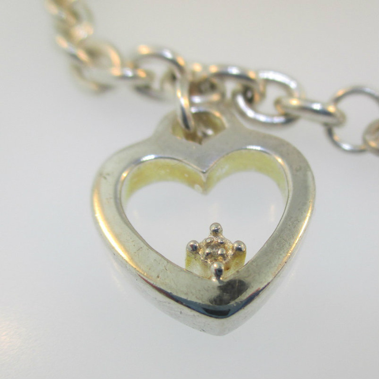 Tiny Diamond Heart Charm Bracelet