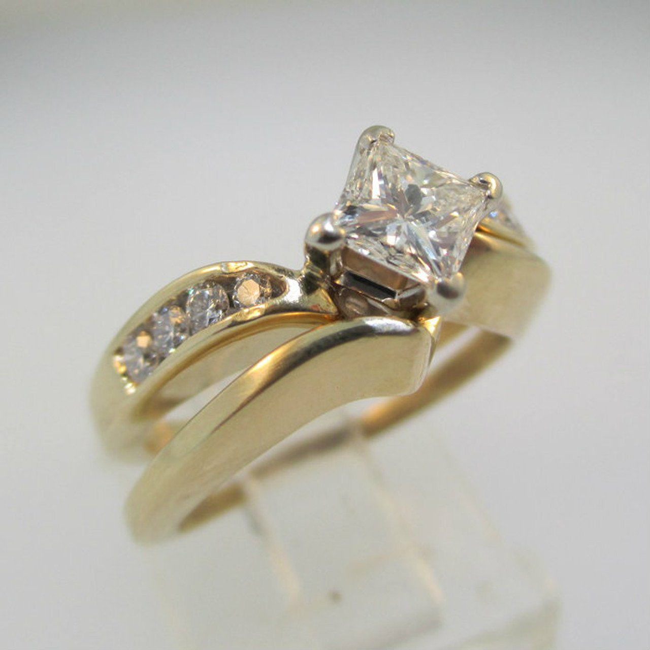 14k Yellow Gold Approx .50ct Princess Cut Diamond Ring with Wedding ...