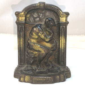 Vtg Heavy Cast Iron Fine Art Sculpture Bookend Doorstop Paperweight The Thinker