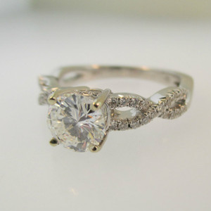 14k White Gold .25ct Round Brilliant Cut Diamond Ring with Twisting ...
