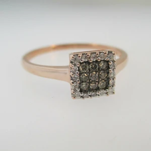 10k Rose Gold Approx .25ct TW Champagne Color Illusion Set Diamond Ring 5 1/4