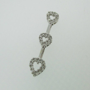 10k White Gold 3 Heart Pendant with Diamonds