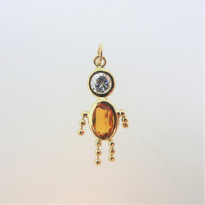 14k Yellow Gold Created Topaz November Birthstone Boy Charm Pendant