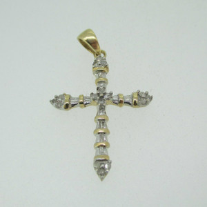 10k Yellow Gold Diamond Cross Pendant 
