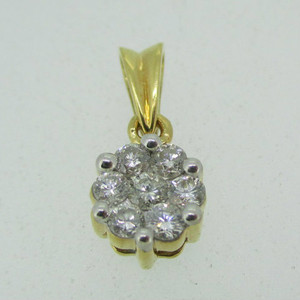 18k Yellow Gold Approx .50ct TW Round Brilliant Cut Diamond Pendant 