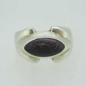 Sterling Silver Purple Goldstone Ring Size 10 3/4
