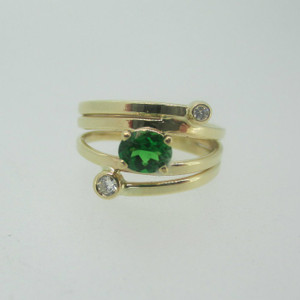 14k Yellow Gold Tsavortie and Diamond Twist Ring Size 4 1/4