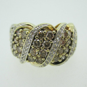 14k Yellow Gold Approx 1.0ct TW Diamond Fashion Band Ring Size 6 1/4