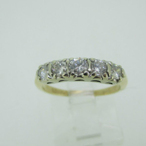 Vintage 14k Yellow Gold Approx .40ct TW Round Brilliant Cut Diamond Wedding Anniversary Band Ring Size 6 1/4