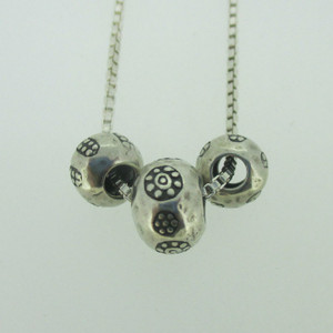 Sterling Silver Silpada Hammered Bead Necklace 16"