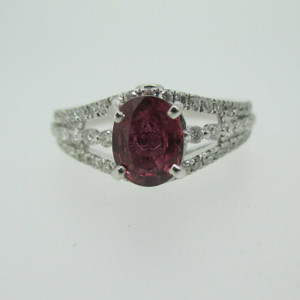 14k White Gold 1.43ct Ruby Ring with .58ct TW Diamond Accents Size 6 3/4