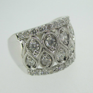 14k White Gold Approx 2.0ct TW Round Brilliant Cut Diamond Band Size 6 3/4