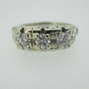 Vintage 14k White Gold Approx .50ct TW Diamond Band Ring Size 8